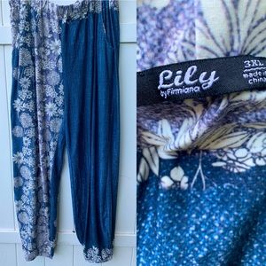 Lily by Firmiana flower lounge long pants pijama